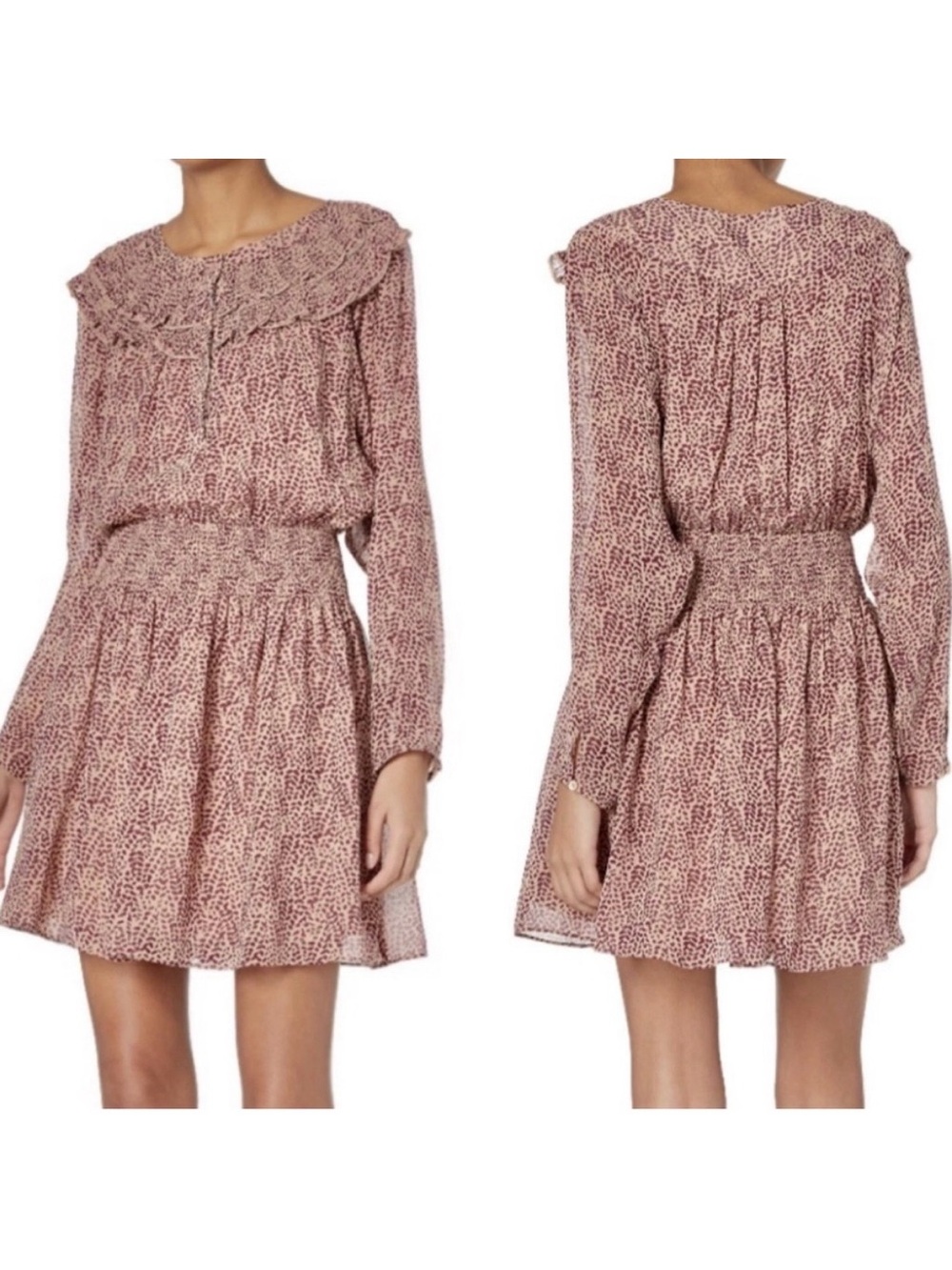 NWT - JOIE Lilianna Silk Mini Dress - Ginger Flare Lined Peach Burgundy